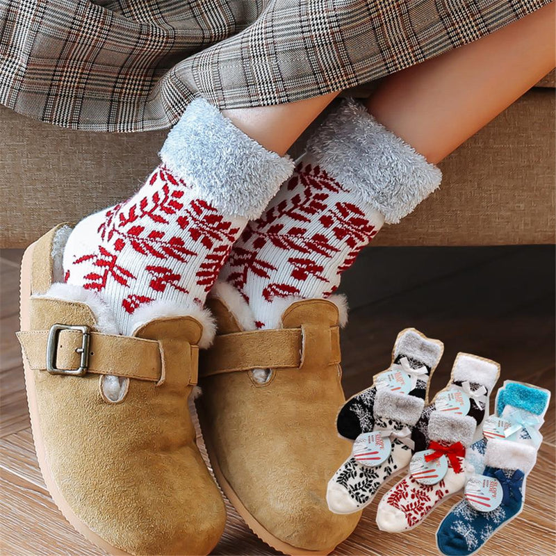 Women 3-Pairs Snowflake Warm Socks Sets Accessories Wholesale - PrettyKid