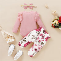 Baby Girls 3-Piece Ruffled Long Sleeve Floral Romper Sets Baby Wholesales - PrettyKid