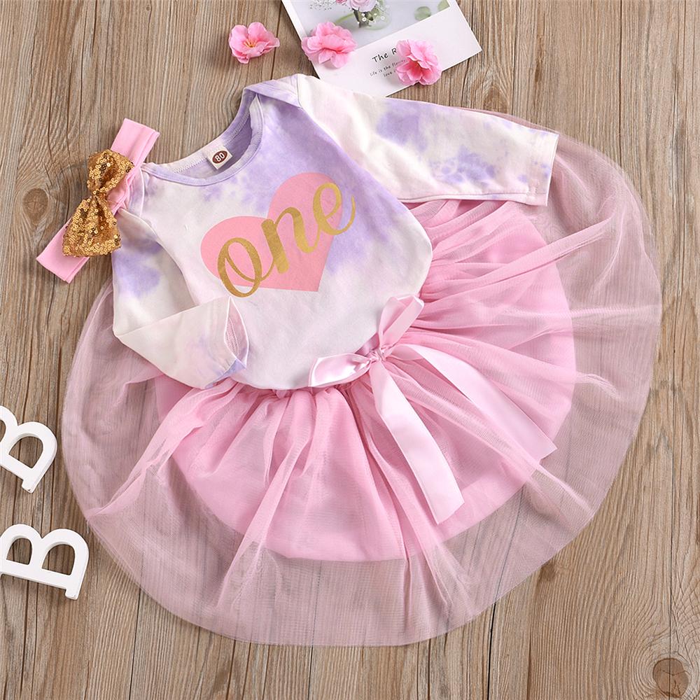 Baby Girls Tie Dye 3-Piece Romper & Tutu Skirt Baby Clothes Cheap Wholesale - PrettyKid