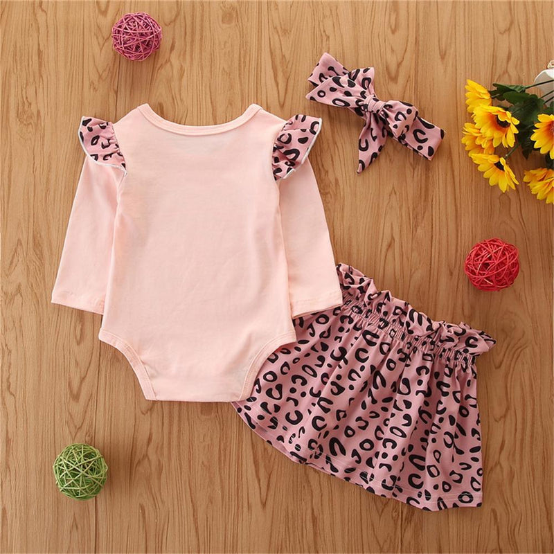 Baby Girls 3-piece Leopard Romper & Skirt Wholesale Clothing Baby - PrettyKid
