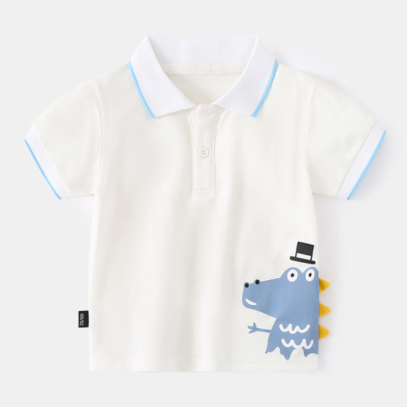 18M-6Y Toddler Abstract Cartoon Short Sleeved Polo Shirt Boys Tops Wholesale Boys Clothing - PrettyKid