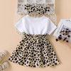 3 Pieces Sets 3-24M Baby Girls Love T-Shirts With Leopard Print Skirts & Headband Wholesale Baby Clothes In Bulk - PrettyKid
