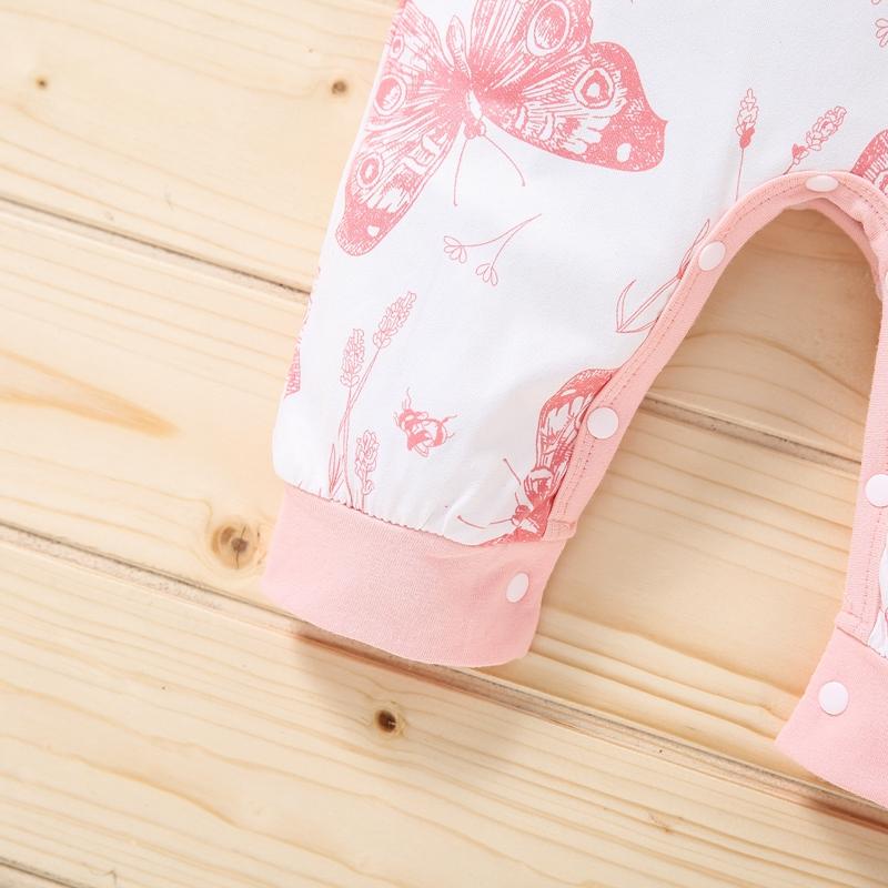 Baby Girl Butterfly Pattern Jumpsuit & Headband Children's Clothing - PrettyKid