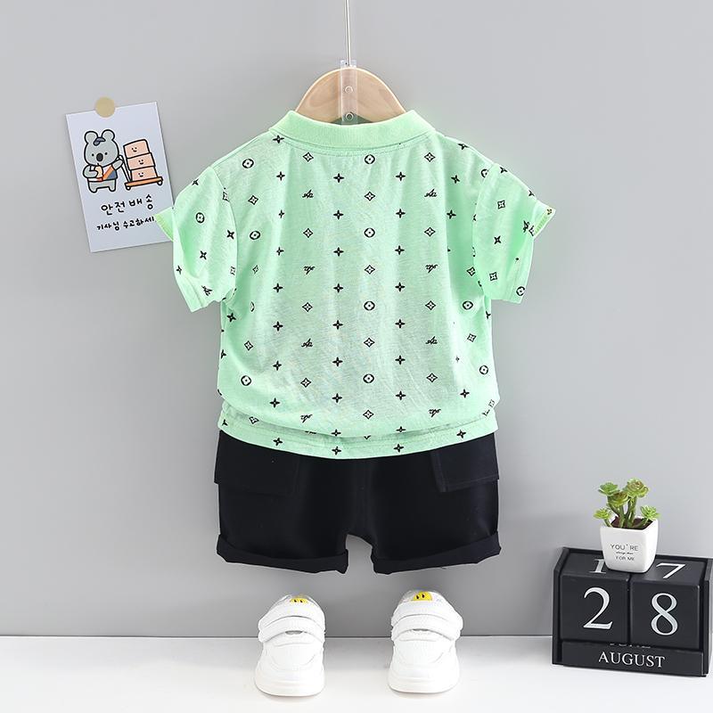 Grow Boy Cotton Print Contrast Colored Suit - PrettyKid