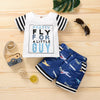 Baby Boy Lettering & Glasses T-Shirt And Camouflage Shorts Two Piece Baby Sets - PrettyKid