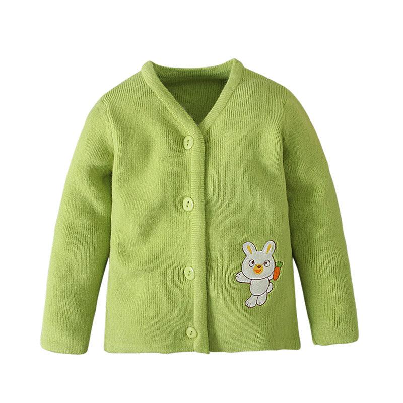 Bunny Print V-Neck Wool Cardigan Baby Girl Clothing - PrettyKid