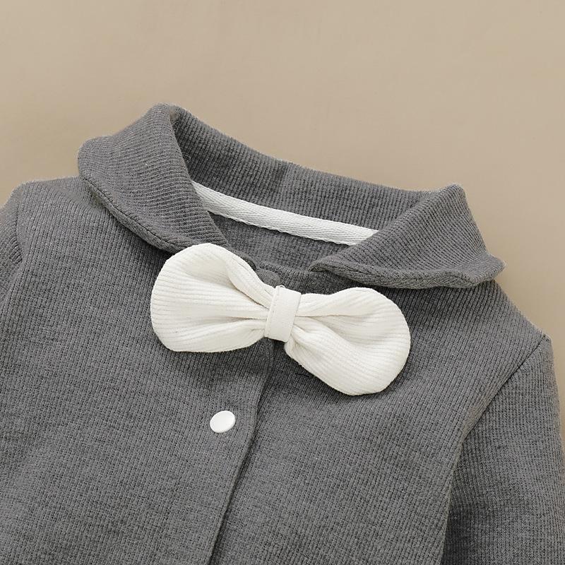 Solid Bow Decor Jumpsuit for Baby Children's clothing wholesale - PrettyKid