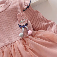 Net Yarn Patchwork Knitted Long-sleeve Dress Wholesale children's clothing - PrettyKid