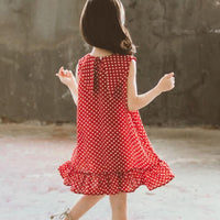 Girl Polka Dot Sleeveless Dress Children's Clothing - PrettyKid