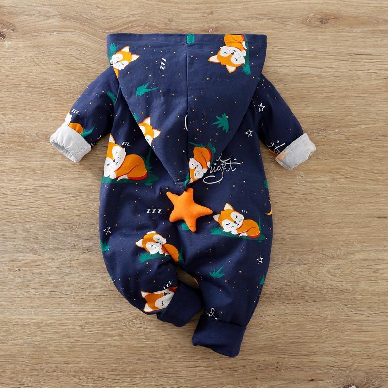 Fox Pattern Hooded Jumpsuitfor Baby Boy - PrettyKid