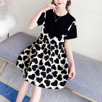 Girl Heart-shaped Print Dress - PrettyKid