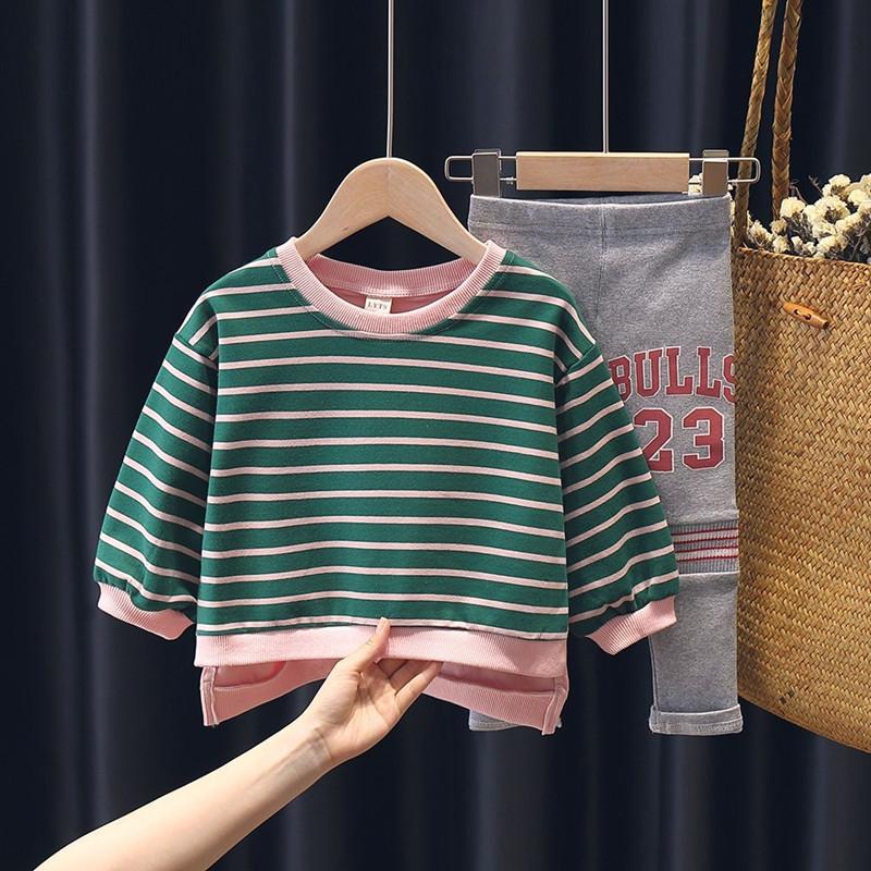 2-piece Striped Sweatshirt & Pants for Toddler Girl Wholesale Children's Clothing - PrettyKid