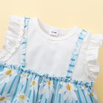 Toddler Girl Ruffle Trim Sleeveless Daisy Print Top & Shorts - PrettyKid