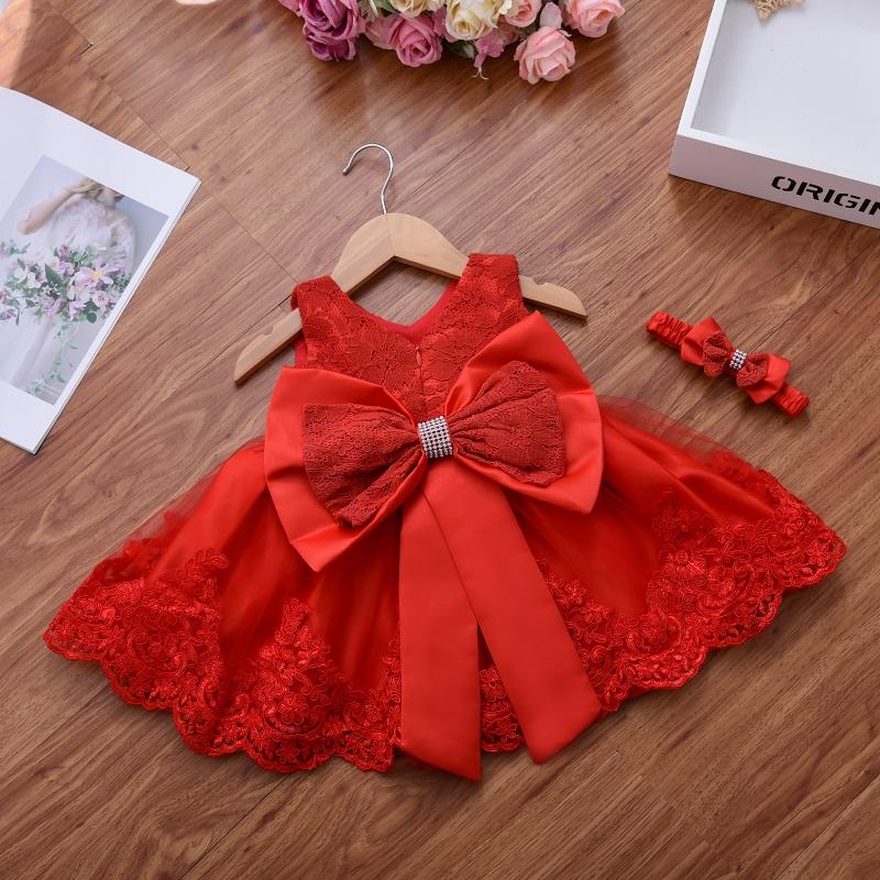 Baby Girl Bow Decor Lace Braided Sleeveless Formal Dress - PrettyKid