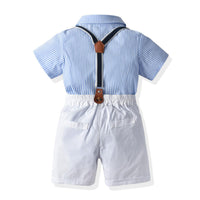 Baby Boy Striped Bodysuit And Overalls Baby Boy Overall Set - PrettyKid