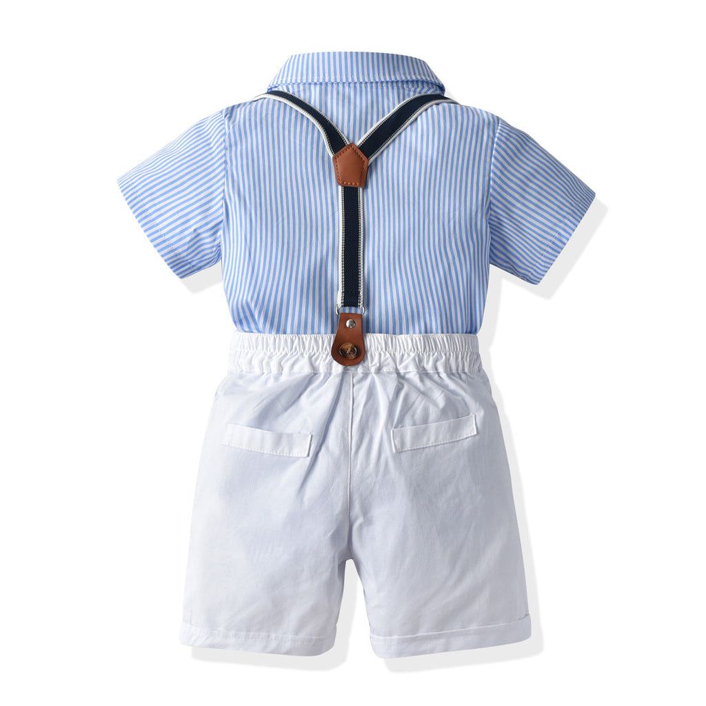 Baby Boy Striped Bodysuit And Overalls Baby Boy Overall Set - PrettyKid