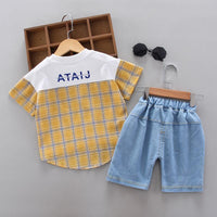 Toddler Boy Letter Graphic Plaid T-shirt & Shorts Children's Clothing - PrettyKid