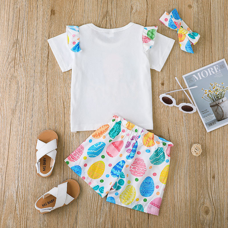 9months-4years New 2022 Summer Girls Short-Sleeved T-Shirt Suit Little Girls Candy Color Letter 3-Piece Set - PrettyKid