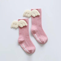 Cute Letter Pattern Soild Wing Decoration Socks - PrettyKid