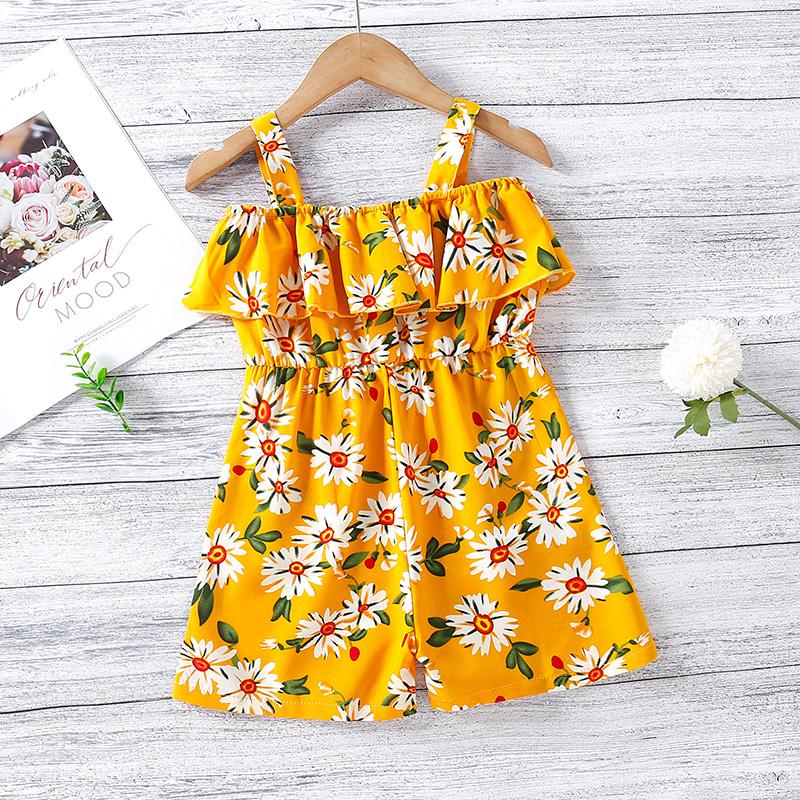 Toddler Girl Floral Print Cami Overalls Children's Clothing - PrettyKid