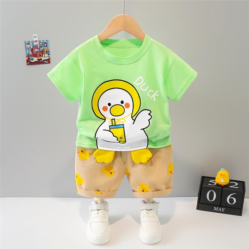 Toddler Boy Duck Print T-shirt & Duck Print Shorts - PrettyKid