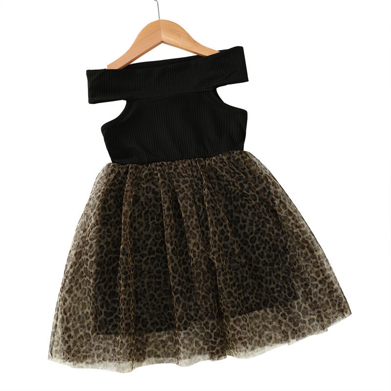 Black Sleeveless Gauze Stiching Wholesale Girls Dresses - PrettyKid