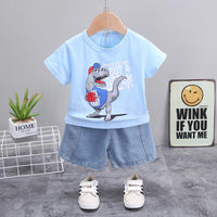 2-piece Dinosaur Pattern T-shirt & Shorts for Children Boy - PrettyKid