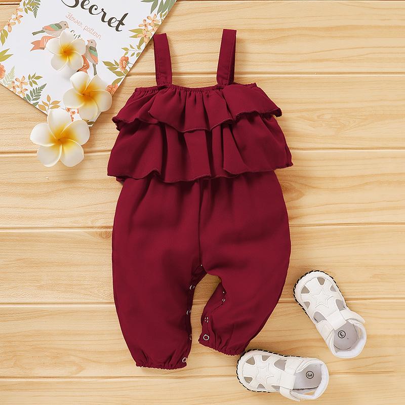 Sling Solid Overalls for Baby Girl - PrettyKid