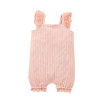 Baby Girl Lace Trim Suspender Bodysuit Baby One Piece Jumpsuit - PrettyKid