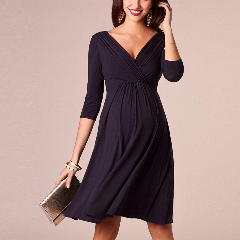 Women Cotton Solid Dress for Pregnant Mom - PrettyKid