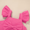 Toddler Girl Solid Color Bow Decor Ruffle Armhole Top & Skirt - PrettyKid