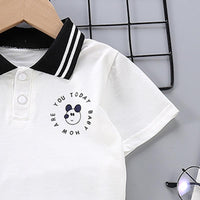 Toddler Boy Cartoon Pattern Letter Print POLO Shirt & Shorts - PrettyKid