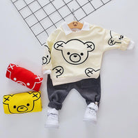 2-piece Bear Pattern Sweatshirts & Pants for Children Boy - PrettyKid