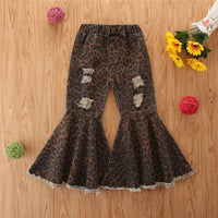 Leopard Denim Flared Pants for Toddler Girl - PrettyKid