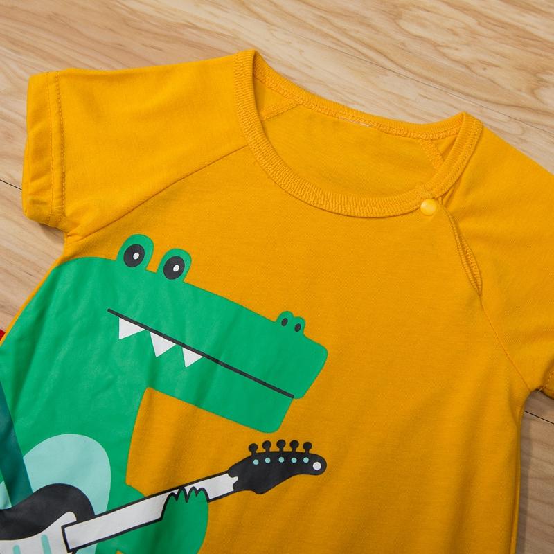 Music Dinosaur Pattern Bodysuit for Baby Boy - PrettyKid