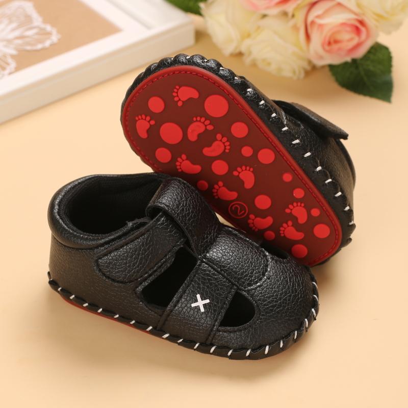 Baby Boy Geometric Pattern Velcro Strap Shoes - PrettyKid