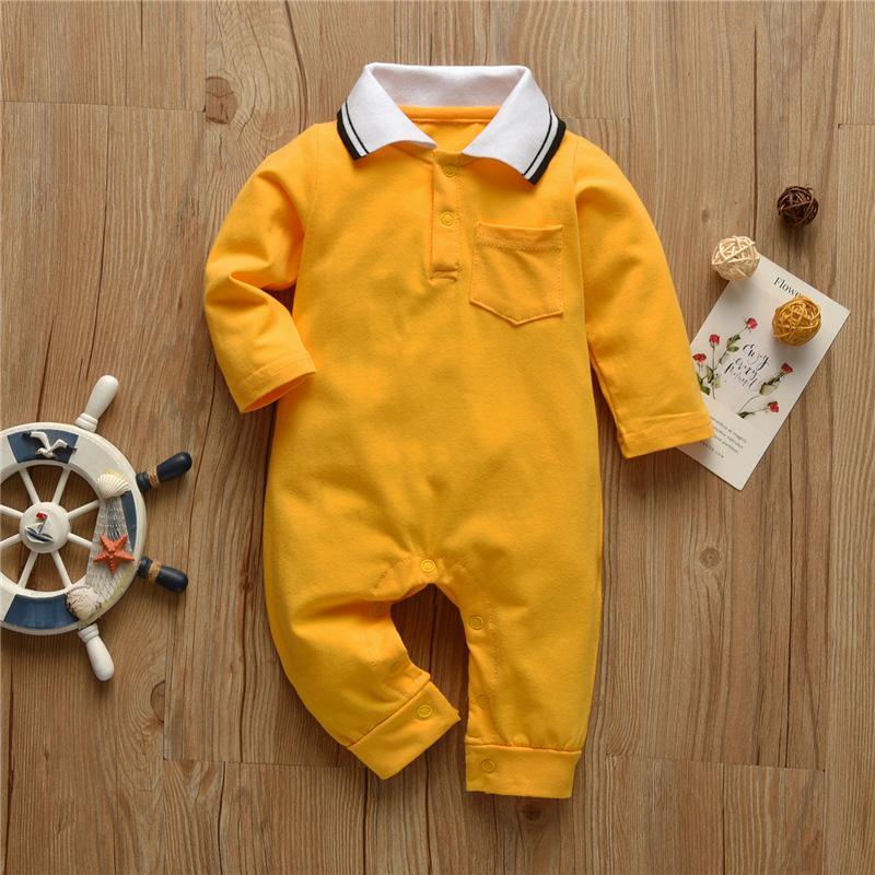 Solid Lapel Collar Jumpsuit for Baby Boy Wholesale children's clothing - PrettyKid