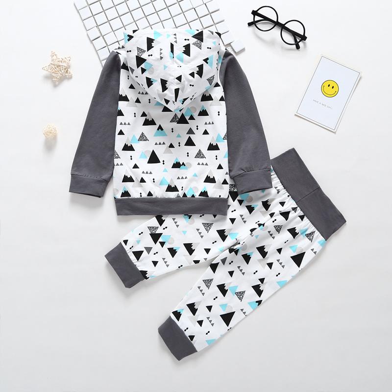 2-piece Geometric Pattern Hoodie & Pants for Baby - PrettyKid