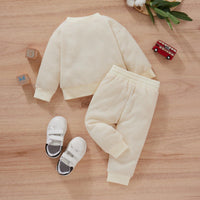 Boys' Waffle Long Sleeve Sweater Pants Two Piece Set - PrettyKid