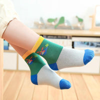 5-piece Cartoon Airplane Pattern Knee-High Stockings for Unisex - PrettyKid