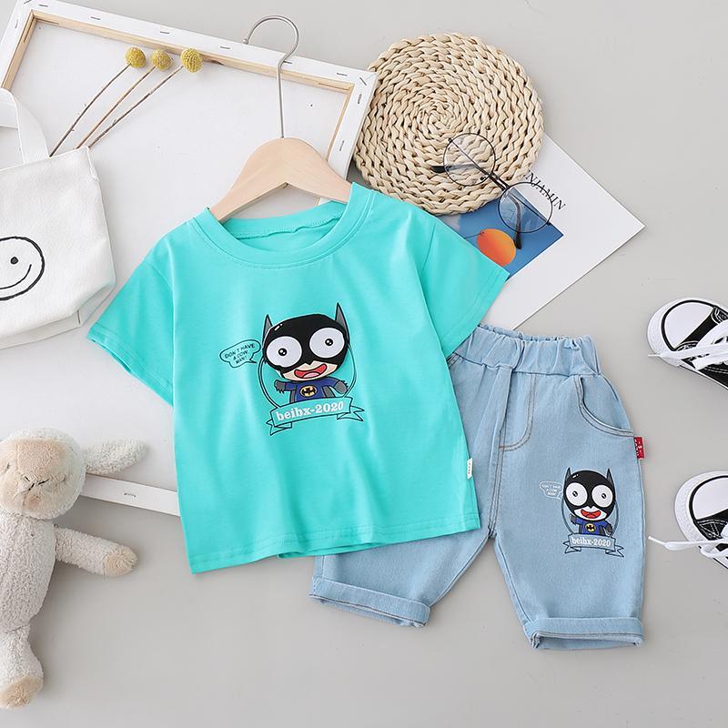 2pcs Fashion Cartoon Print T-shirt and Cowpants Wholesale children's clothing - PrettyKid