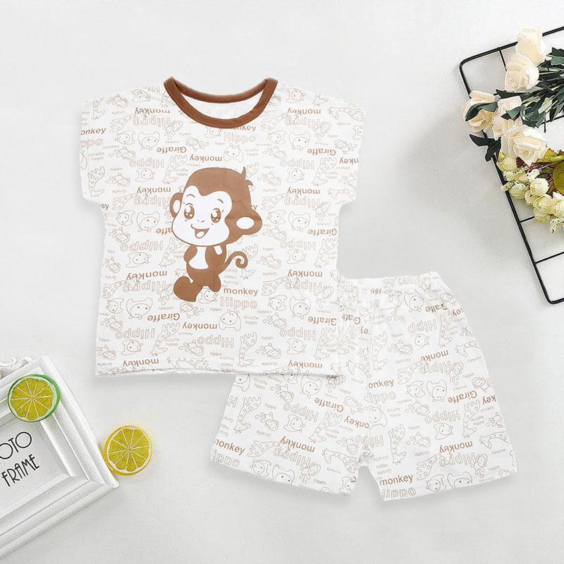 Cute Animal Printed Short-sleeved Pajamas Set - PrettyKid