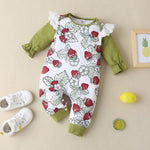 Colorblock Strawberry Print Baby One Piece Jumpsuit - PrettyKid