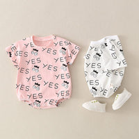 Letter Pattern Bodysuit for Baby - PrettyKid