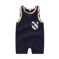 Plaid Sleeveless Bodysuit for Baby Children's clothing wholesale - PrettyKid