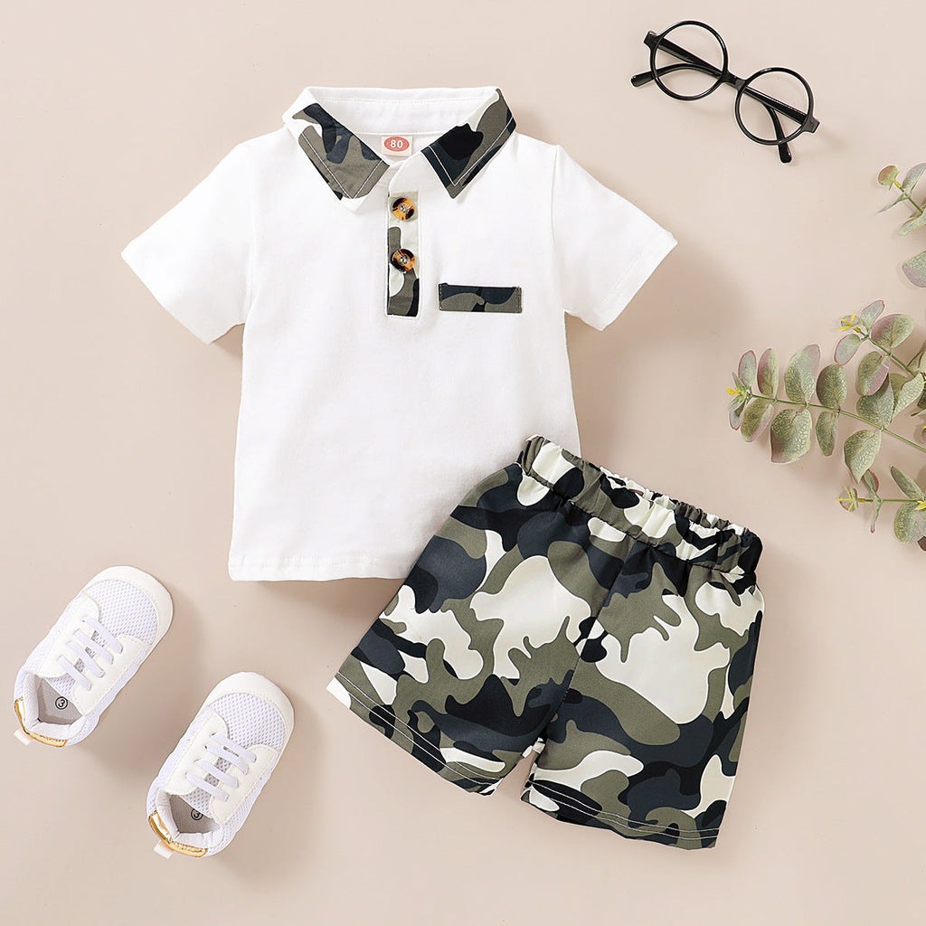 Camo Polo Shirts And Shorts Wholesale Baby Boutique Clothing Sets - PrettyKid