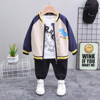 3-piece Dinosaur Pattern Coat & Sweatshirt & Pants for Children Boy - PrettyKid