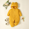 Wholesale Baby Solid Color Hooded Long-sleeved Long-leg Romper in Bulk - PrettyKid