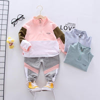 2pcs Fashion Color-block Letter Hoodies and Pants Wholesale children's clothing - PrettyKid