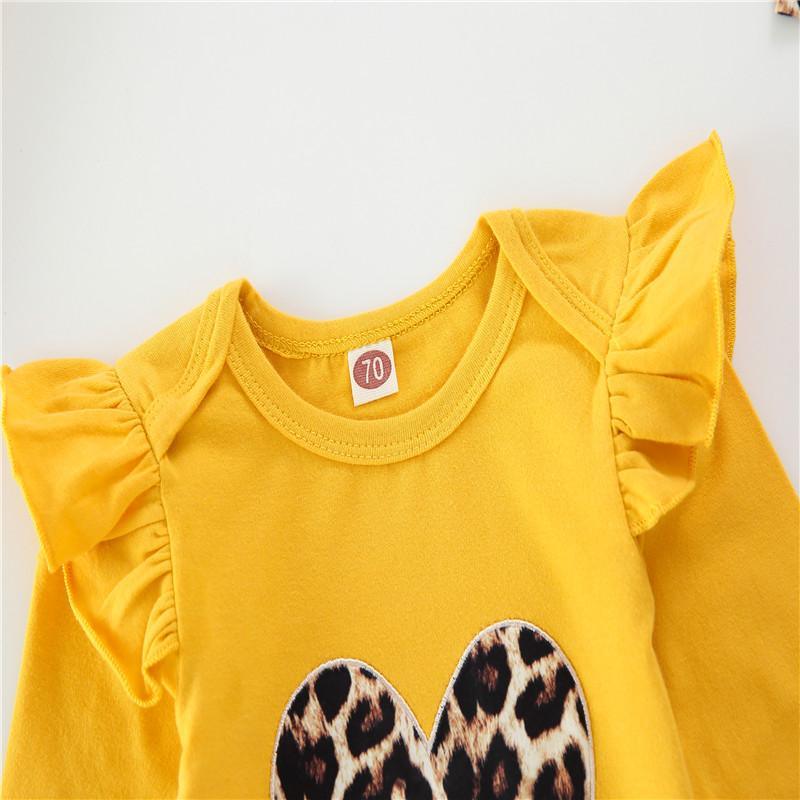 3-piece Heart-shaped Leopard Bodysuit & Pants & Headband for Baby Girl Wholesale children's clothing - PrettyKid